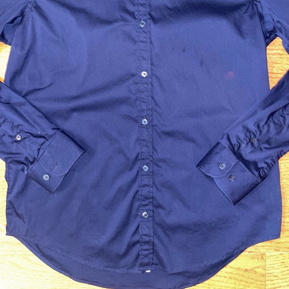 Zara Blue Button-Up Super Slim Fit Shirt - Size Large - Picture 7 of 8